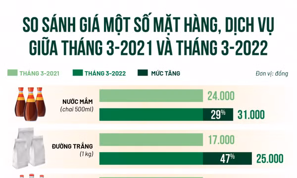 Choáng với giá hàng hóa tăng sau 1 năm