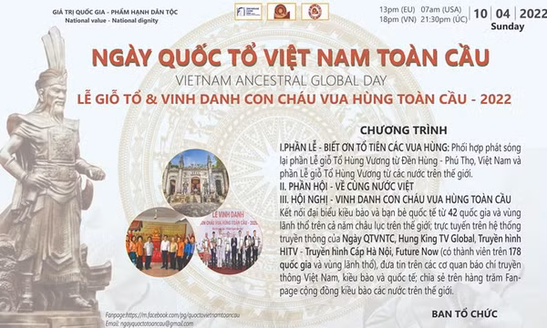 Ngày Quốc Tổ Việt Nam toàn cầu 2022 - Lễ giỗ tổ và Vinh danh con cháu Vua Hùng toàn cầu