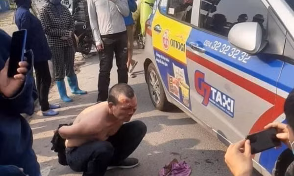 Cảnh sát và nhân dân vây bắt tên cướp đâm gục tài xế taxi tại Hà Nội