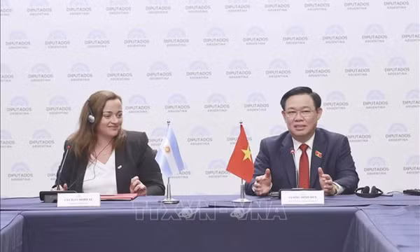 Chủ tịch Quốc hội Vương Đình Huệ hội đàm với Chủ tịch Hạ viện Cộng hòa Argentina