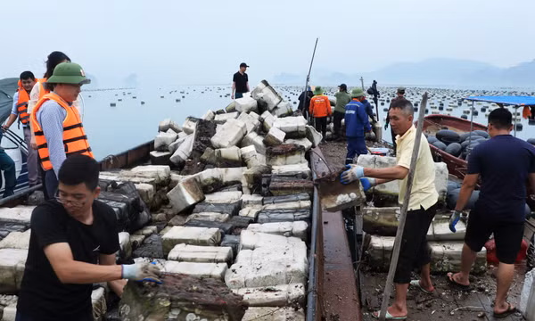 Vân Đồn: Huy động tối đa nhân lực hỗ trợ người dân chuyển đổi phao xốp trong nuôi trồng thuỷ sản