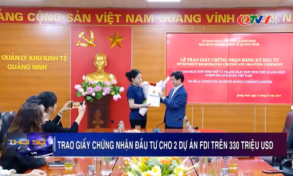 Trao giấy chứng nhận đầu tư cho 2 dự án FDI trên 330 triệu USD