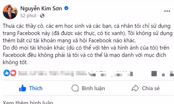 Bộ trưởng Bộ Giáo dục lên tiếng vì bị giả mạo Facebook