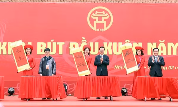 Chủ tịch nước Võ Văn Thưởng dự khai bút đầu xuân tại Hà Nội