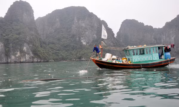 Xử lý rác trôi nổi trên Vịnh Hạ Long