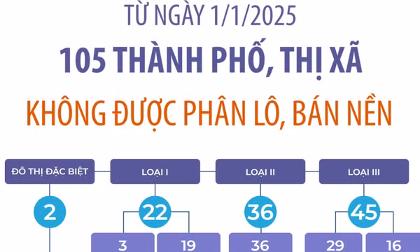 105 thành phố, thị xã sẽ không được phân lô, bán nền từ ngày 1/1/2025