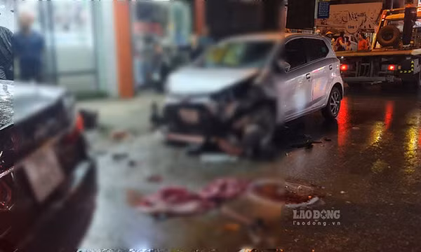 Xe ôtô đâm liên hoàn, hất tung nhiều phương tiện, nhiều người bị thương ở Nam Định