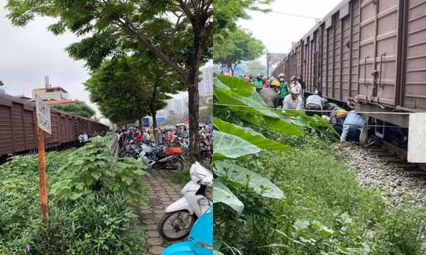 Băng qua đường sắt, người phụ nữ đi xe máy bị tàu tông trọng thương