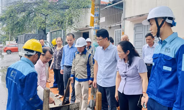 Tổ chức thi công chống ngập khi triều cường tại khu lấn biển Vựng Đâng (TP Hạ Long)
