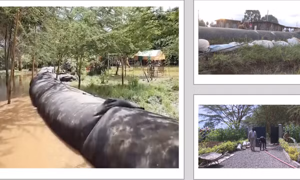 Người dân Kenya bảo vệ tài sản hiệu quả nhờ ngăn nước lũ bằng tường chắn cao su