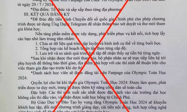 Cảnh báo việc giả mạo văn bản của Bộ Giáo dục và Đào tạo mời tham gia Olympic Toán 2024