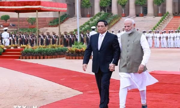 Thủ tướng Ấn Độ Narendra Modi chủ trì lễ đón Thủ tướng Phạm Minh Chính