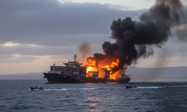 Tàu hàng bốc cháy ngoài khơi Yemen, nghi bị tên lửa tấn công
