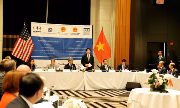 Chủ tịch nước Lương Cường dự toạ đàm với các doanh nghiệp Hoa Kỳ