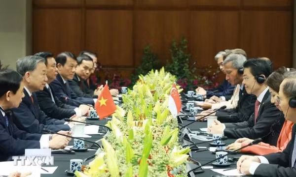 Tổng Bí thư Tô Lâm hội đàm với Thủ tướng Singapore Lawrence Wong