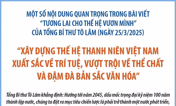 Nội dung chính trong bài viết "Tương lai cho thế hệ vươn mình" của Tổng Bí thư