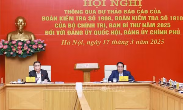 Chủ tịch Quốc hội và Thủ tướng chủ trì Hội nghị công bố dự thảo kết quả kiểm tra Đảng ủy Chính phủ