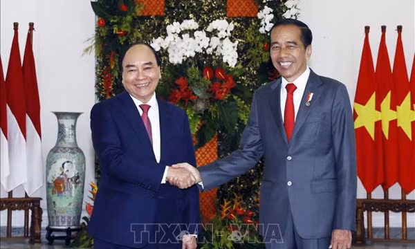 Chủ tịch nước Nguyễn Xuân Phúc hội đàm với Tổng thống Indonesia Joko Widodo