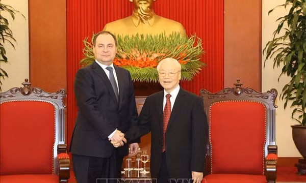 Tổng Bí thư Nguyễn Phú Trọng tiếp Thủ tướng Belarus Roman Golovchenko