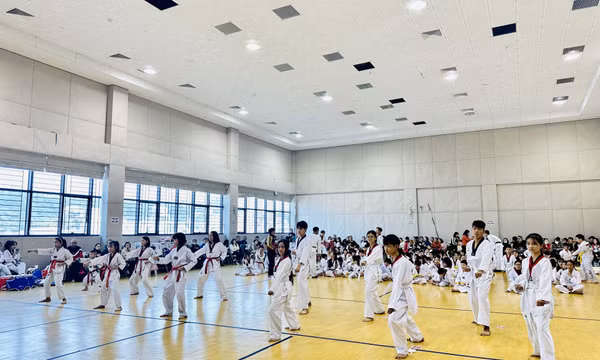 Gần 200 võ sinh thi thăng cấp đai Taekwondo
