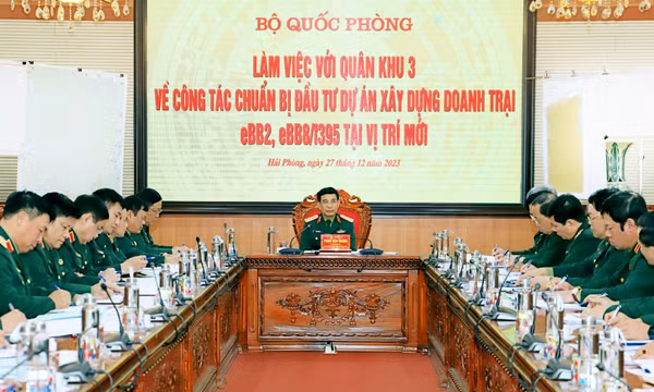 Đại tướng Phan Văn Giang làm việc tại Quân khu 3 về công tác chuẩn bị đầu tư dự án xây dựng doanh trại tại Quảng Ninh và Nam Định