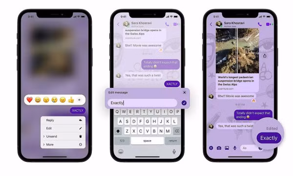Ứng dụng Messenger cho sửa tin nhắn đã gửi
