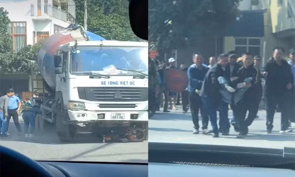 Hưng Yên: Hàng chục người bò vào gầm xe bê tông giải cứu một phụ nữ