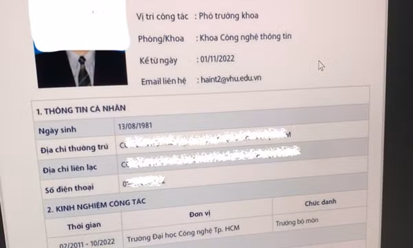Giảng viên xài bằng tiến sĩ giả biến lý lịch khoa học người khác thành của mình