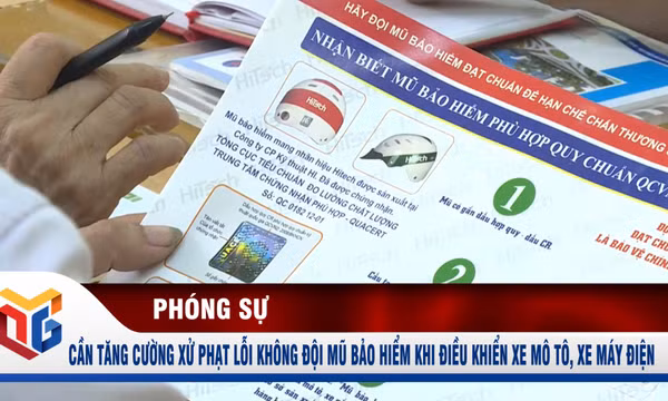 Cần tăng cường xử phạt lỗi không đội mũ bảo hiểm khi điều khiển xe mô tô, xe máy điện