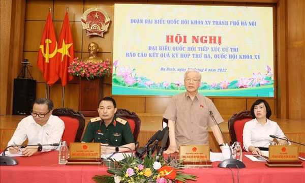 Tổng Bí thư Nguyễn Phú Trọng tiếp xúc cử tri sau Kỳ họp thứ ba, Quốc hội khoá XV