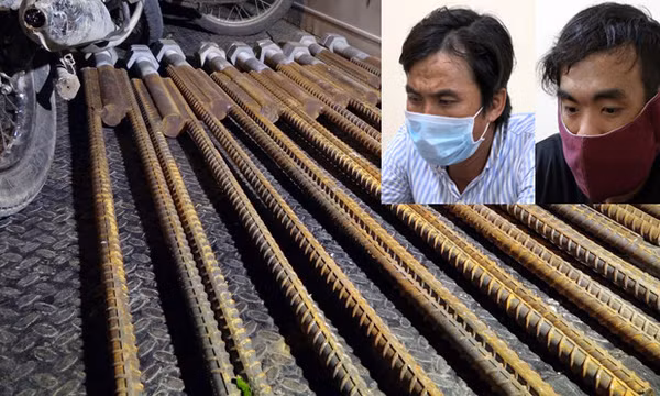 Hai con nghiện đi trộm 9 thanh sắt chuyên dụng tại kho công trình