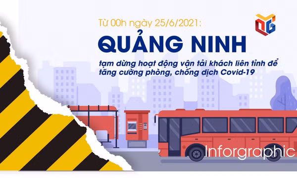 Từ 0h ngày 25/6/2021, Quảng Ninh tạm dừng hoạt động vận tải khách liên tỉnh để tăng cường phòng, chống dịch Covid-19
