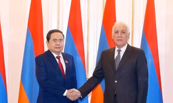Chủ tịch Quốc hội Trần Thanh Mẫn hội kiến Tổng thống Armenia Vahagn Khachaturyan