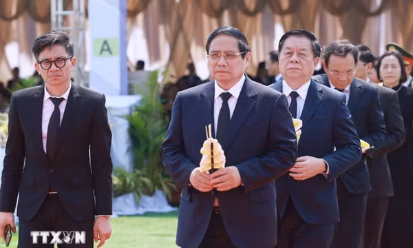 Thủ tướng Phạm Minh Chính dự Lễ truy điệu đồng chí Khamtay Siphandone