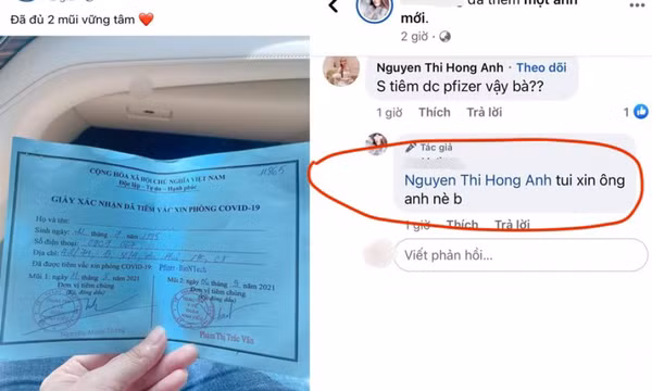 Cô gái khoe tiêm 2 mũi vắc xin nhờ 'xin ông anh' không phải người nhà cán bộ phường
