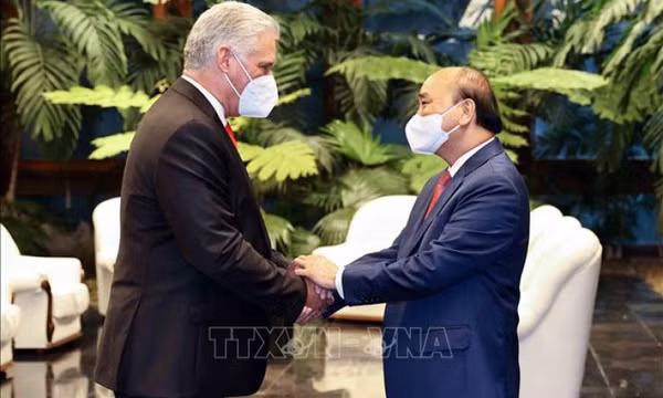 Chủ tịch nước Nguyễn Xuân Phúc hội đàm với Chủ tịch Cuba Miguel Díaz-Canel