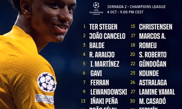 Barcelona công bố đội hình đấu Porto