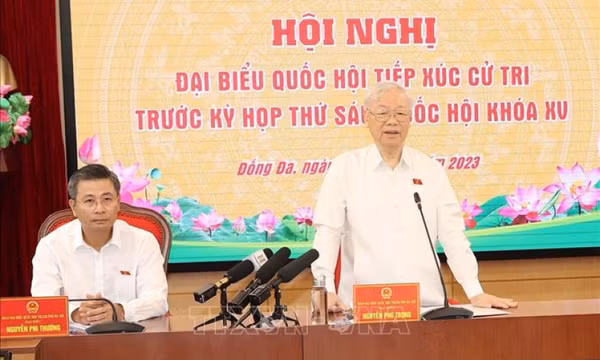 Tổng Bí thư tiếp xúc cử tri Hà Nội trước Kỳ họp thứ 6, Quốc hội khóa XV