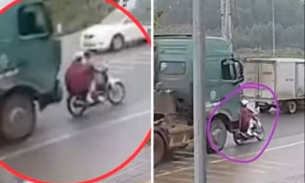 Xe đầu kéo đâm xe máy đi phía trước, 1 người tử vong, 1 người bị thương