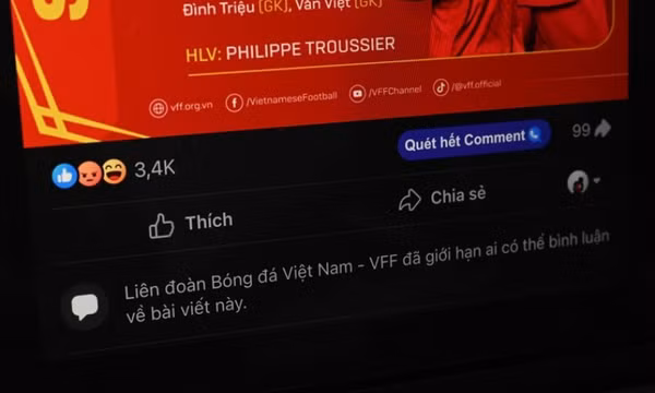 VFF khóa bình luận trên Facebook