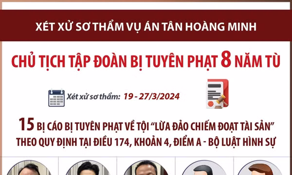 Chủ tịch Hội đồng quản trị Tập đoàn Tân Hoàng Minh bị tuyên phạt 8 năm tù