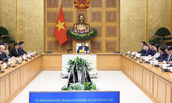 Thủ tướng Phạm Minh Chính làm việc với Đoàn đại biểu Liên đoàn các tổ chức kinh tế Nhật Bản