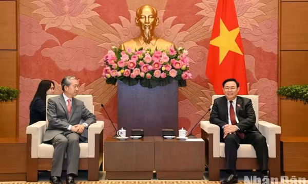 Chủ tịch Quốc hội Vương Đình Huệ tiếp Đại sứ Trung Quốc tại Việt Nam Hùng Ba