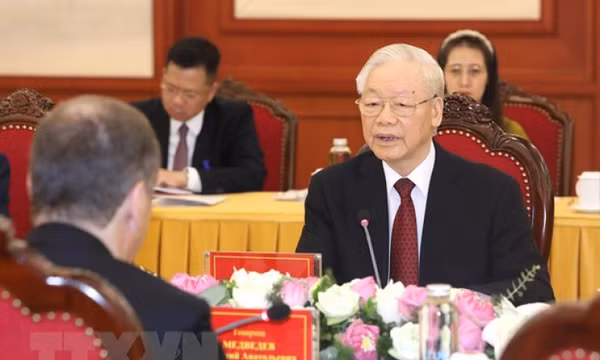 Tổng Bí thư hội đàm với Chủ tịch Đảng Nước Nga Thống nhất