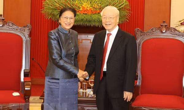 Tổng Bí thư Nguyễn Phú Trọng tiếp Phó Chủ tịch nước Lào Pany Yathotou