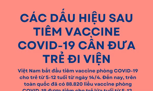 Các dấu hiệu sau tiêm vaccine COVID-19 cần đưa trẻ đi viện