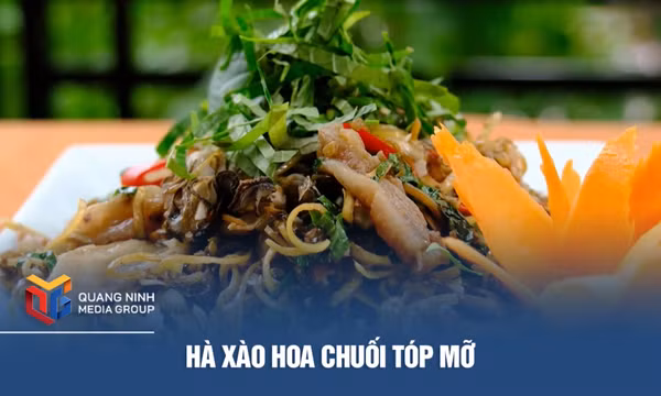 Hà xào hoa chuối tóp mỡ