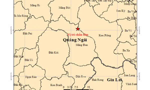 Liên tiếp nhiều trận động đất xảy ra ở Quảng Ngãi