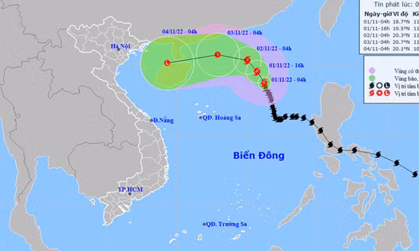Thời tiết ngày 1/11: Bão số 7 mạnh lên trong 12 giờ tới, sau suy yếu dần