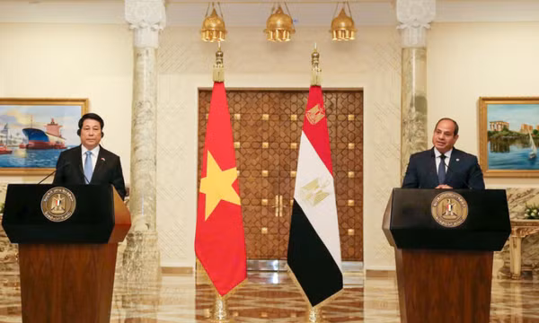 Chủ tịch nước Lương Cường và Tổng thống Ai Cập Abdel Fattah Al Sisi gặp gỡ báo chí